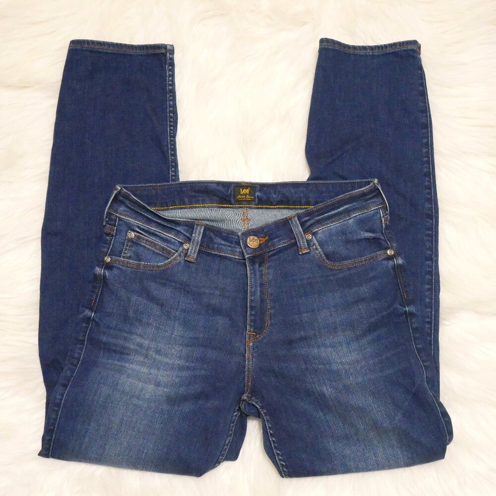 Lee Women's Midrise Straight Leg Jeans Stretch Blue Denim Size 31x31